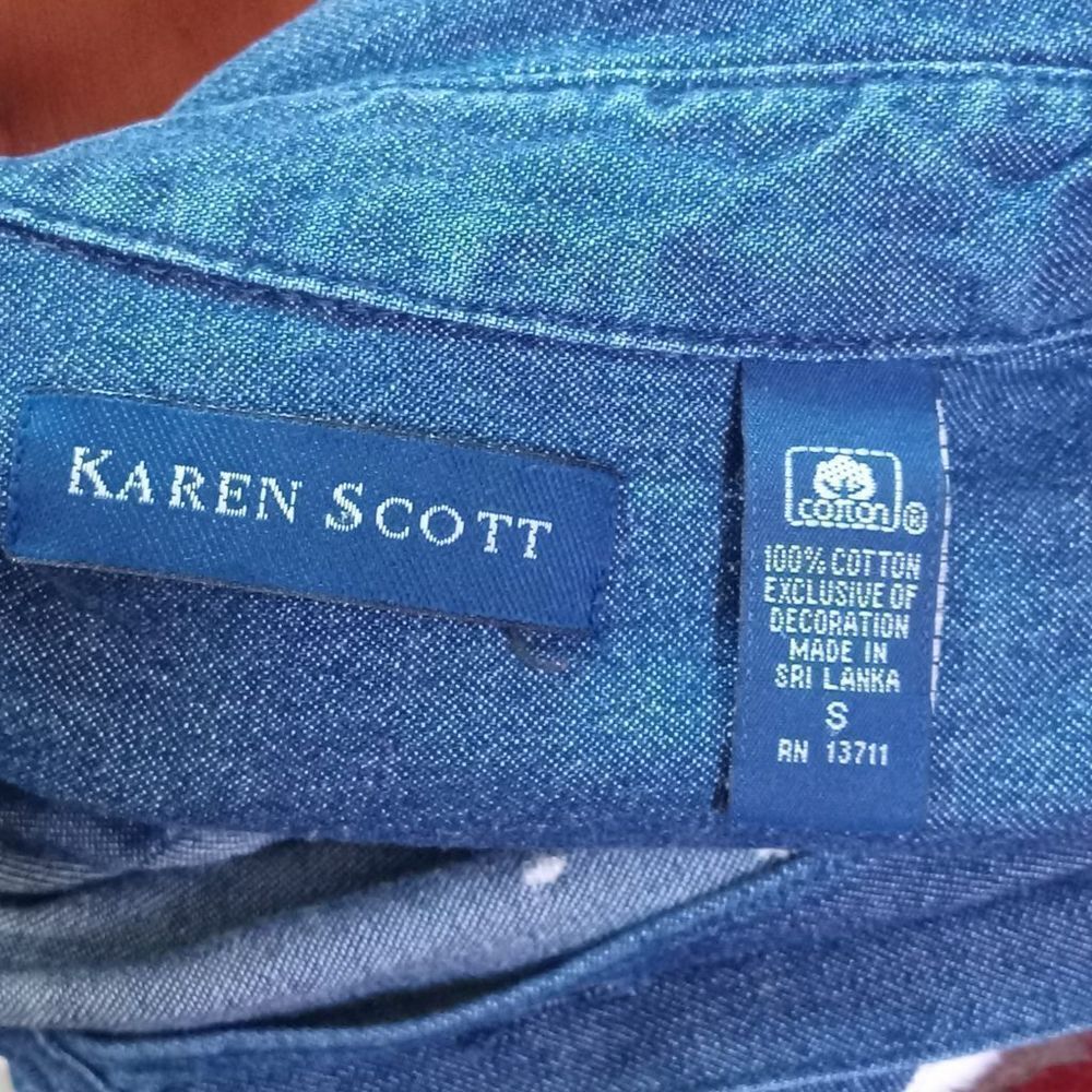 Vintage Karen Scott Christmas Denim Long Sleeve Shirt Size: S - Picture 7 of 10